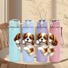 1PC Cute Puppy Dog 750ml Color Plastic Sports Water Bottle Leakproof Flip Straw Lid Suitable for Sports Office Home Use