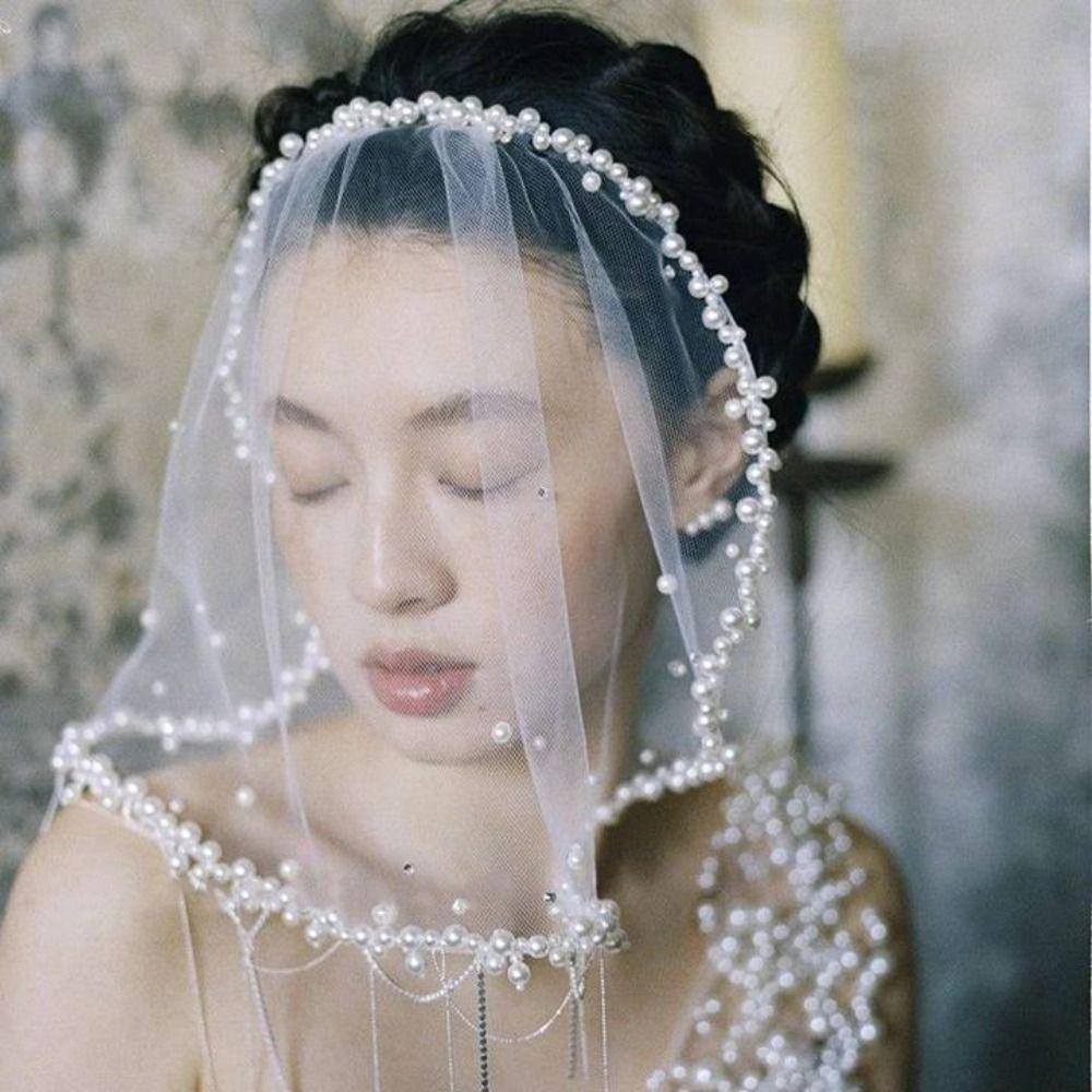 Tassels Wedding Veils Short Bride Head Gauze Elegant Brides Veil  Headdress