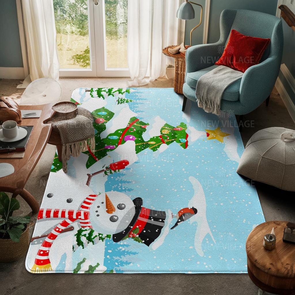 House Entrance Carpet Home Door Mat Living Room Bath Foot Bathroom Non-slip Water Absorption Rugs Bath Merry Christmas Winter