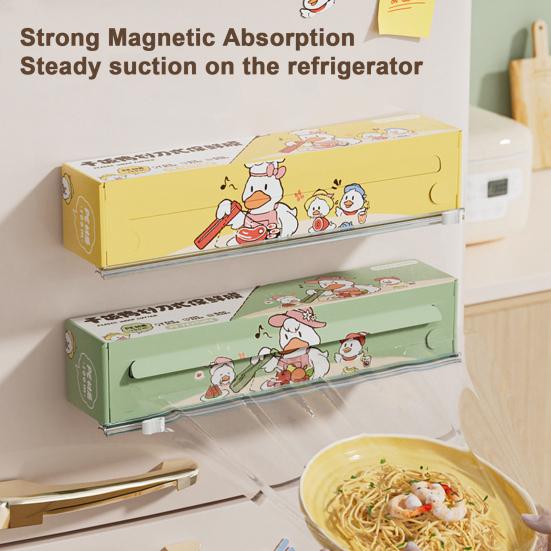 Plastik Streç Film Dispenseri Saran Wrap Dahili Kesici Manyetik Buzdolabı Montajı Mutfak Streç Film Kesici Yırtılmayan Kolay Kesim Gıda Sarma Düzenleyici