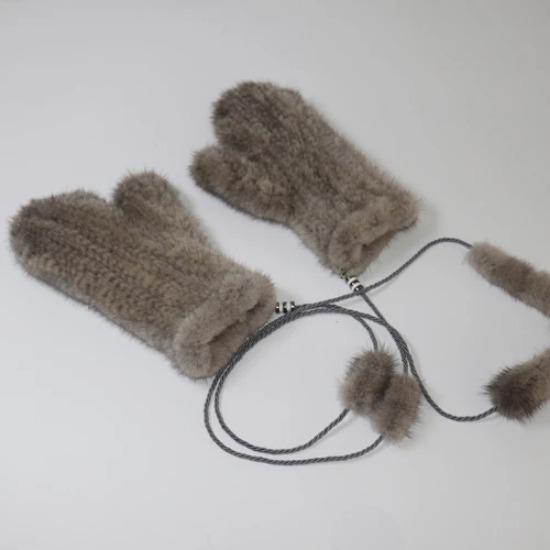 New Knitted Natural Mink Fur Gloves Women Winter Warm Good Elastic Mink Fur Mittens Russian Female Genuine Fur Glove