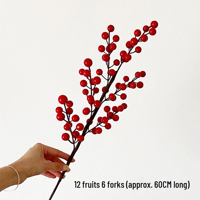 Fortune Fruit Europäischer Stil Künstliche Stehende Rote Beeren Akazienblüten-Arrangement