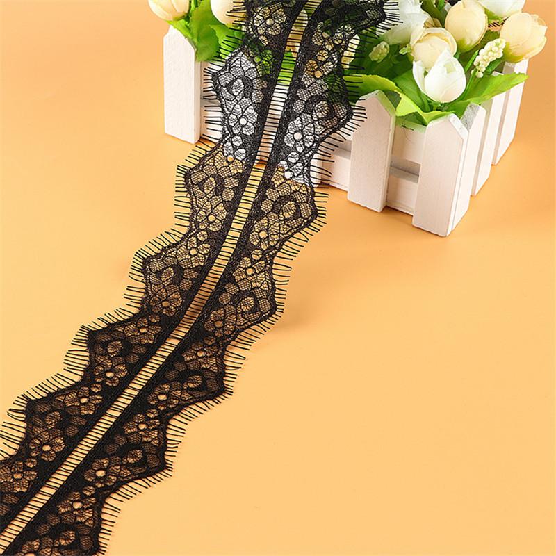 3 Meters/pack Width 8cm White Black Non Elastic Double Edge Lace Trim Eyelash French Lace чёрный