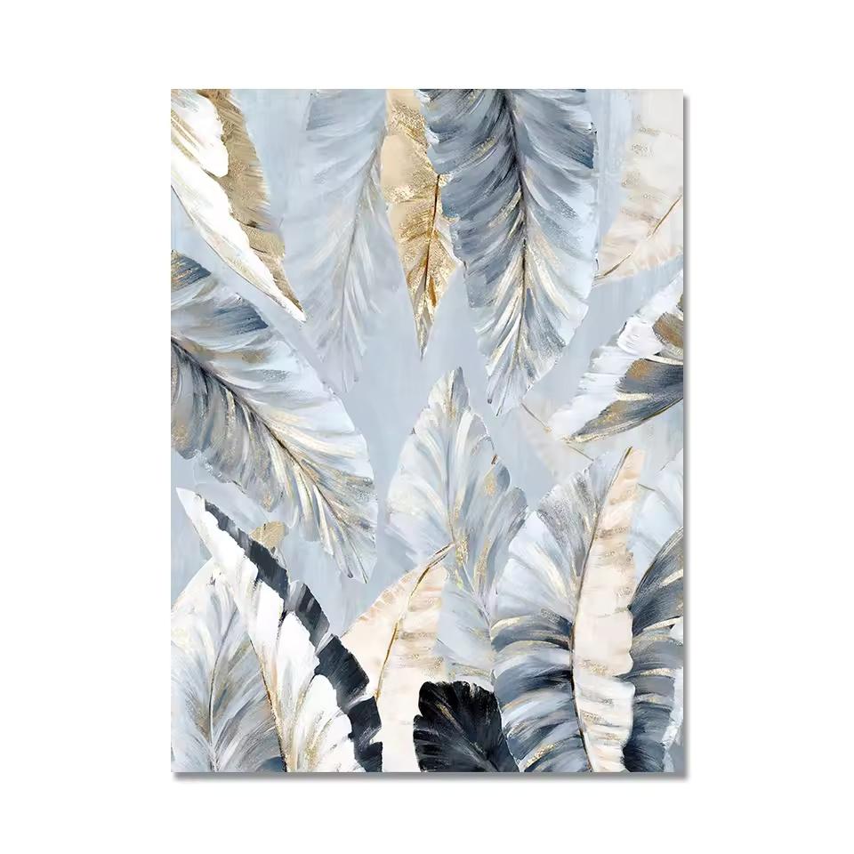 Nordic Plant Canvas Painting Abstract Blue Palm Leaves Poster Prints Still Life Wall Art Pictures for Living Room Interior Decor