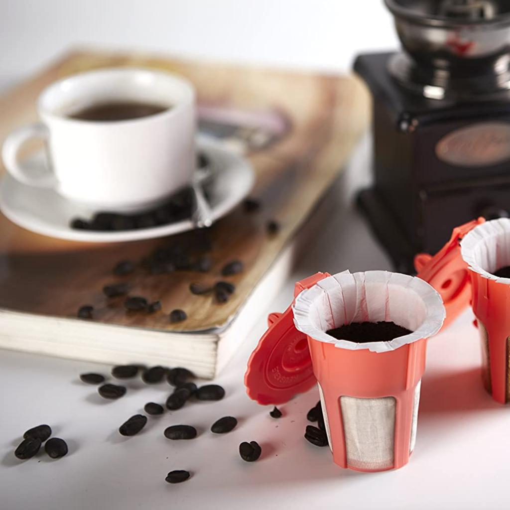 i Cafilas [FP] Disposable Paper Coffee Filters Cups Compatible for K Series Pods Coffee Machine(100 Filters) (White Wood)