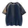Contrast Color Men's Short Sleeve T-Shirt Summer Round Neck Versatile Top