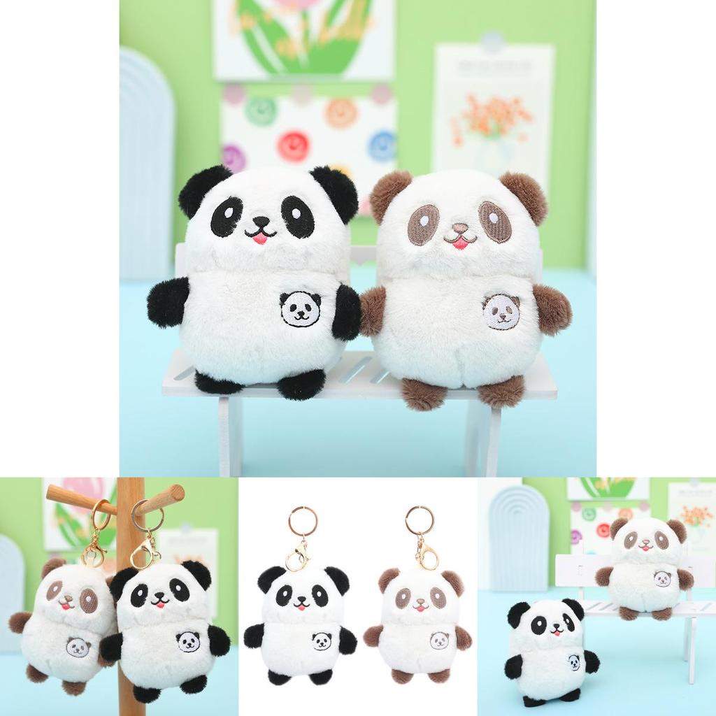 Cute Panda Plush Keychain Soft Snow Mink Fur Stuffed Animal Bag Charm