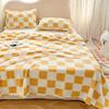 Thick Corals Fleece Grid Blanket Warm Throw for Home Travel Sturdy Machine Washable Polyester