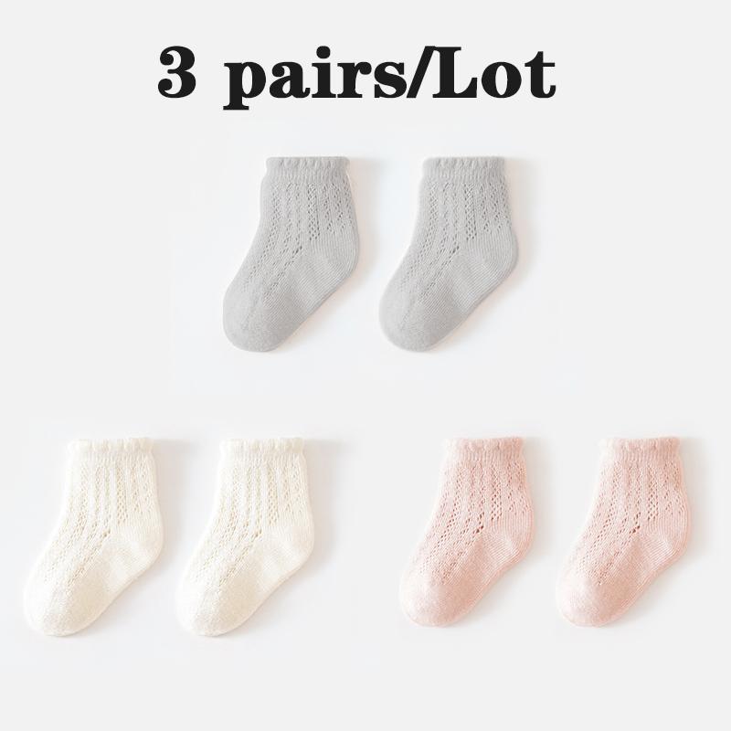 3/5 Pairs Newborn Socks Summer Mesh Children Socks Soft Cotton Baby Sock Breathable Solid Color Kids Socks Baby Accessories