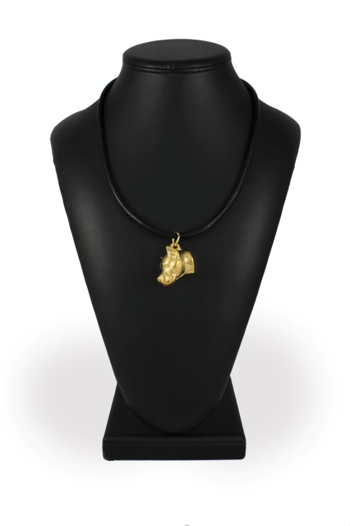 American Staffordshire Terrier, Amstaff – Keychain and necklace with a dog in a box, high-quality gold-plated product | Art-Dog