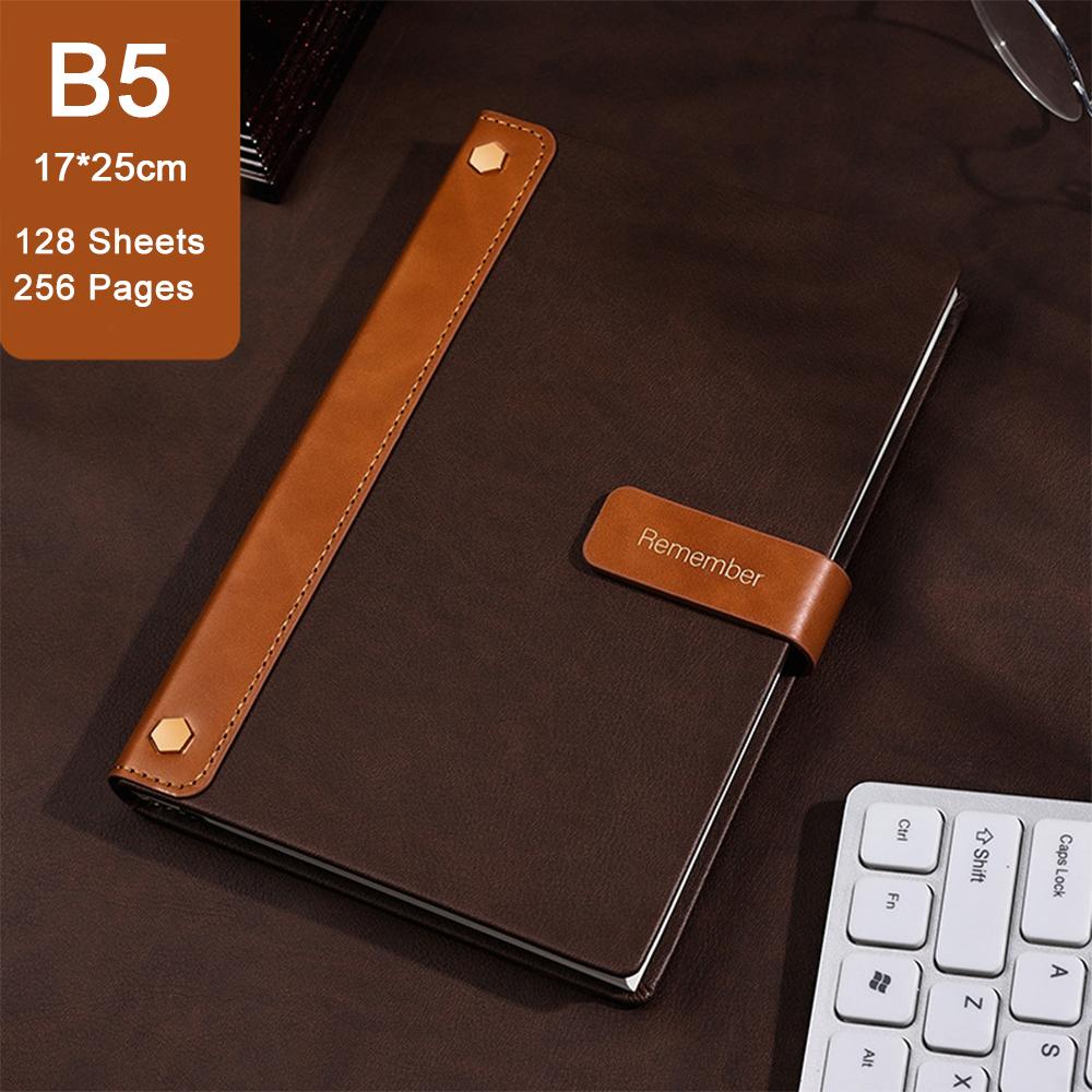 (Kostenloses personalisiertes Logo) A5/B5 Schnallennotizbuch, Notizblock aus Hartleder, Studententagebuch, Fachheft, Geschäftssitzungsprotokoll