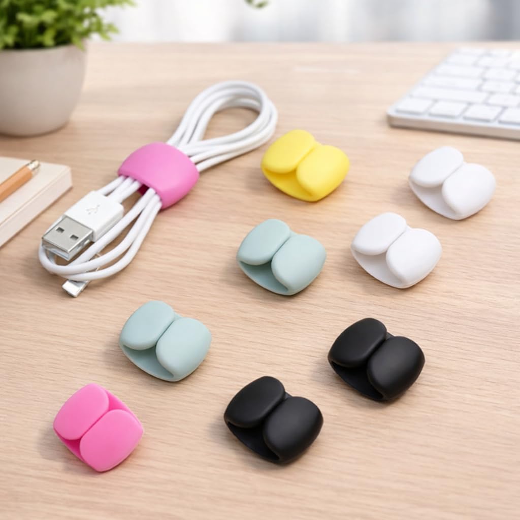 10PCS Cable Tie Clips, Adhesive Wire Fasteners for Desk and Wall Use, Suitable for Office, Kitchen, and Household Organization(Random Color,F)
