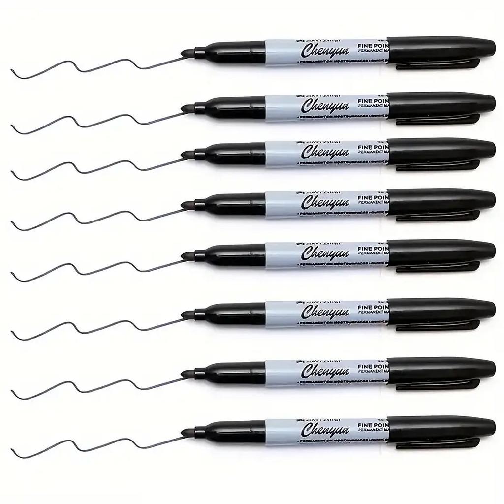 12pcs Black Permanent Marker Pens, Fine Tip, Waterproof, Quick Drying