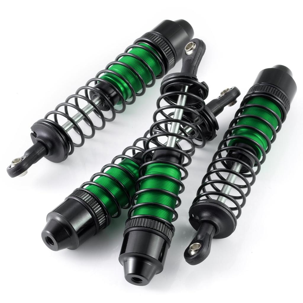 TRZX Aluminum Alloy Front and Rear Shock Absorbers, RC Damper Upgrade Parts for 112 Scale Tamiya 57409 Lunchbox RC Car (Green + Black)