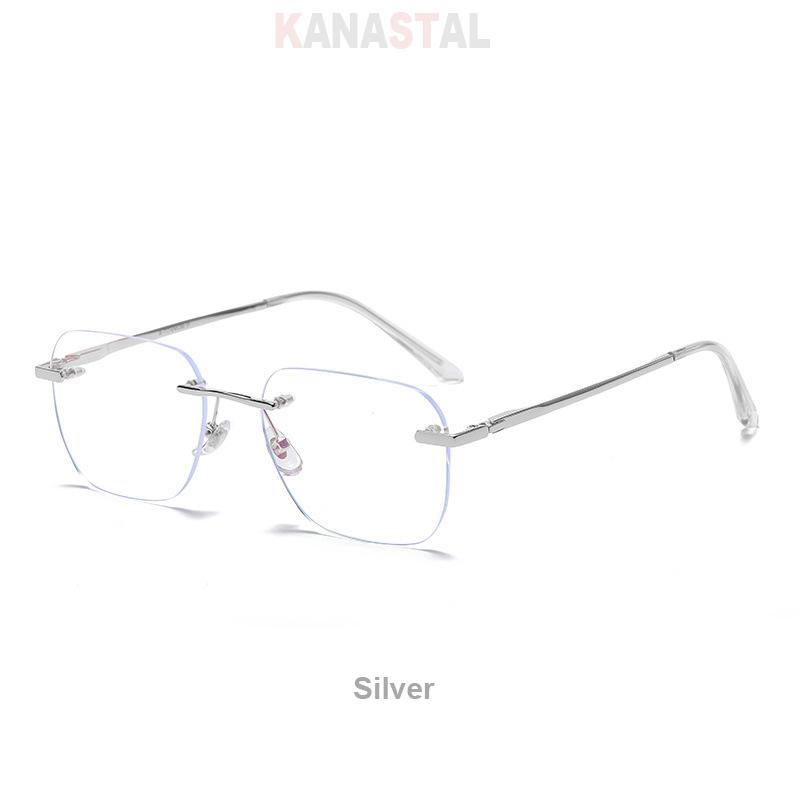 

Men Pure Titanium Rimless Reading Glasses Prescription Optical Lenses Myopia Eyewear Women Blue Light Blocking Eyeglasses Frames Anti blue 0 серебряный