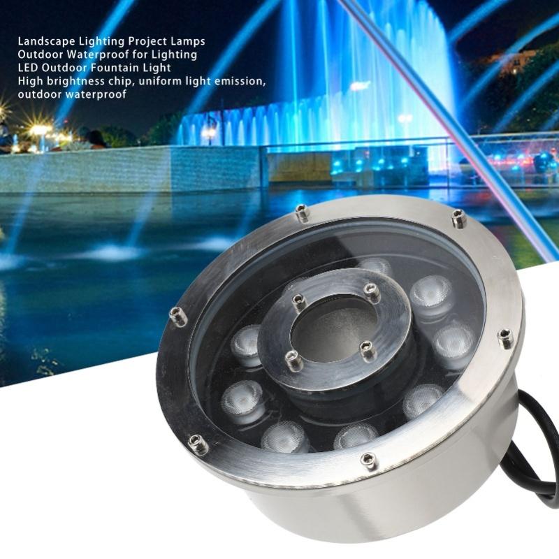 LED Fountain Light Stainless Steel High Brightness Submersible Underwater Landscape Spotlight Warm White 9W