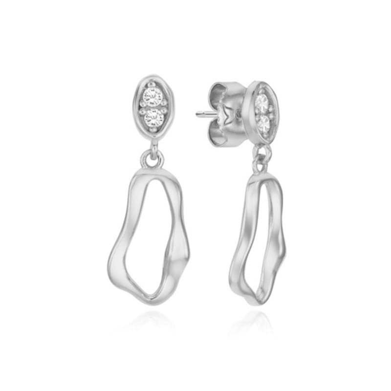 Tirr Lirr Wavelet Point White Silver Earrings TEESVW08040M