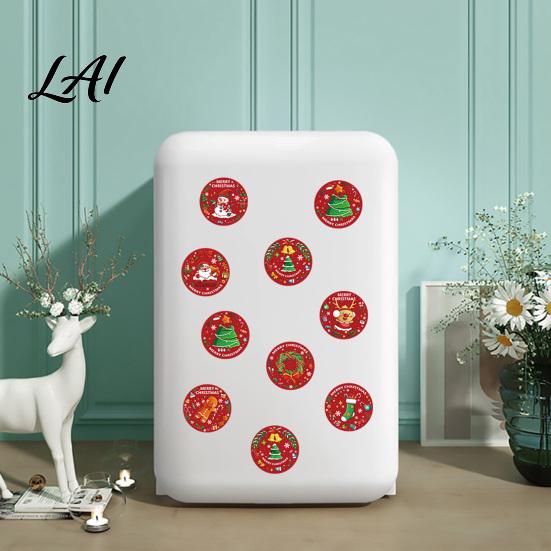 Snowman Gift Decor Christmas Roll Stickers 8 Festive Patterns Print Round Holiday Envelope Decorative Adhesive Labels Seals Coated Paper
