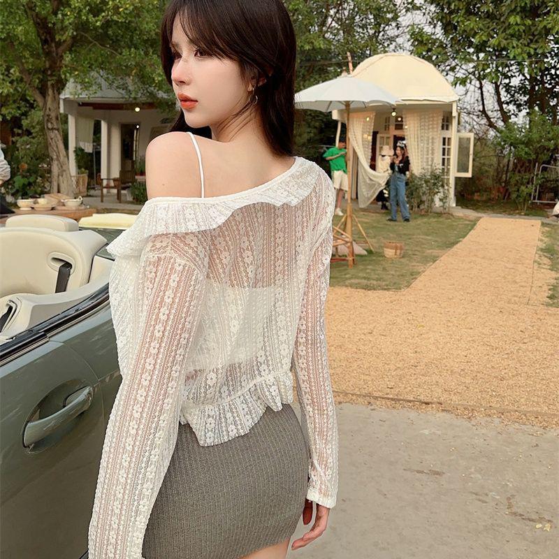 Women's Lace Sun Protection Cardigan with Camisole Dress - Fairy Style Shawl Cover-up Top