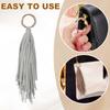 uxcell 8.3" Leather Tassel Keychain with Round Ring, Wallet Decoration, Car Key Ring, Purse Accessory, Bag Decoration, Handbag Buckle, Gray