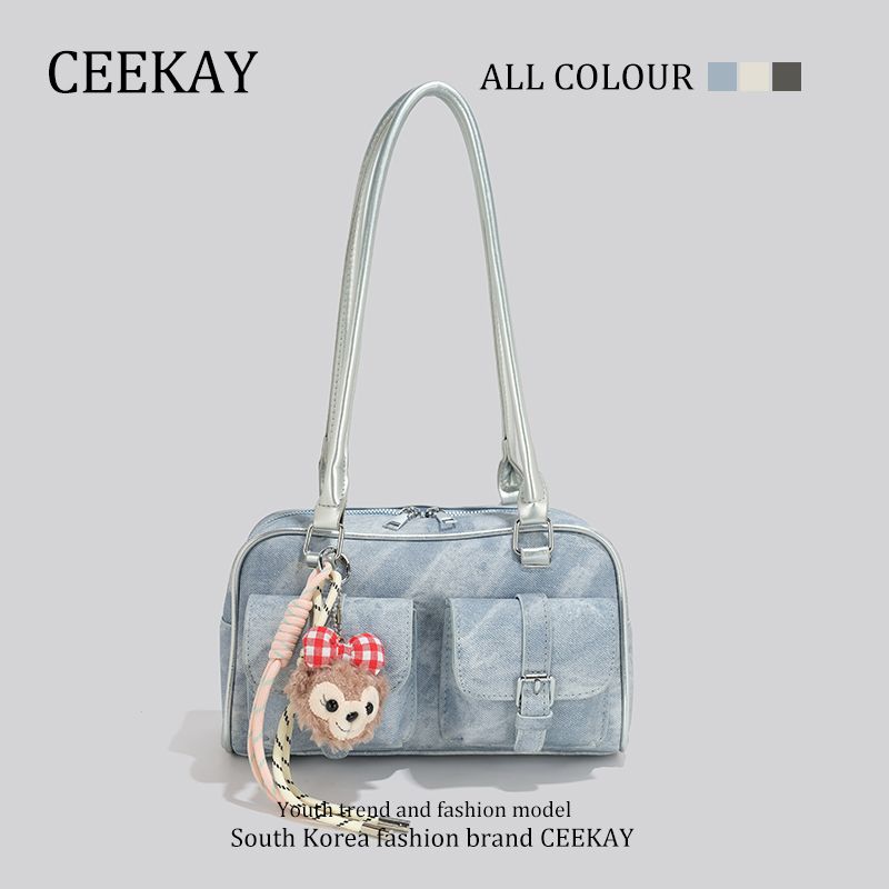 

Ceekay Genuine Goods Niche Bowling Underarm Bag High-Grade Light Luxury Popular Bag Women 2025 New Shoulder Bag Blue(Gift bag for the counter)