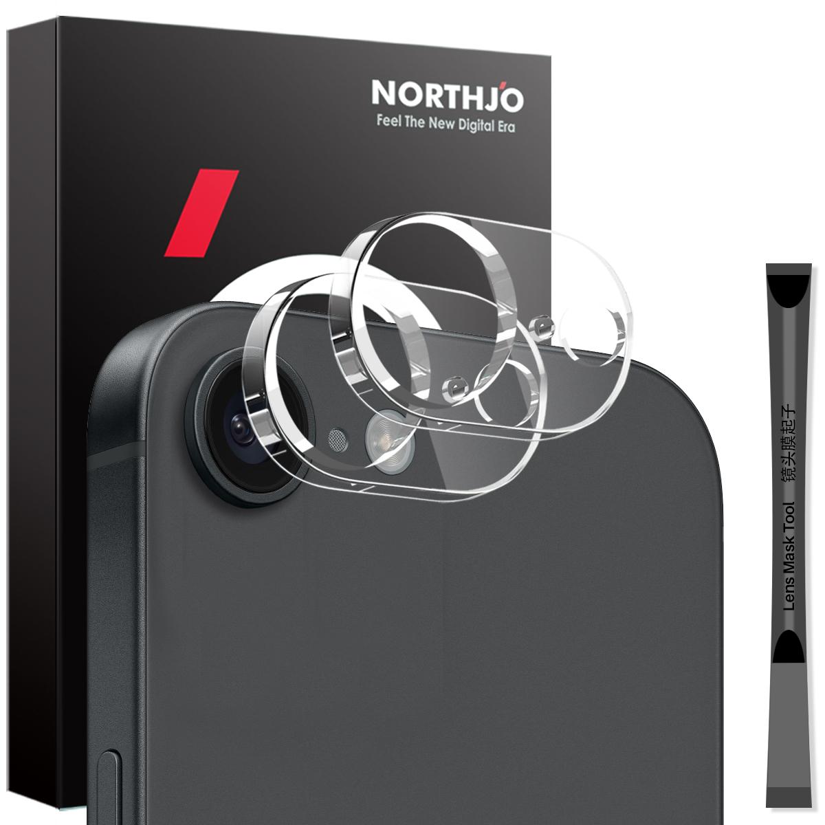 

NORTHJO 2Pcs For iPhone 16e Tempered Glass Camera Lens Protector Clear 3D Integrated Full Coverage Type A