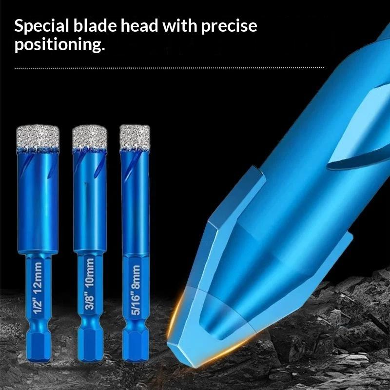 6Pcs Dia 6/8/10/12Mm Dry Drill Core Bit Spiral Groove Hex Shank Brazed Drill Bit Hole Saw Ceramic Tile Granite Marble Hole