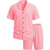 Set Camicia Estiva Uomo Casual Outdoor Tuta 2 Pezzi Ehome Abbigliamento Pigiama Comodo Traspirante Spiaggia Manica Corta Set
