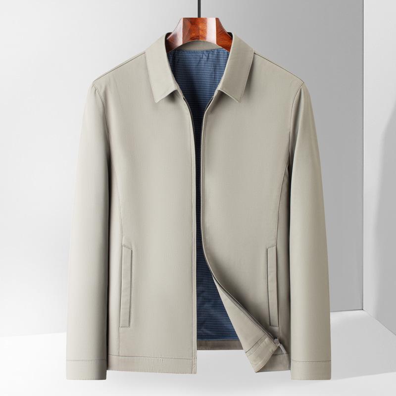 2025 Men's Cotton Stand Collar Lapel Jacket - Spring/Autumn Casual Dad Style
