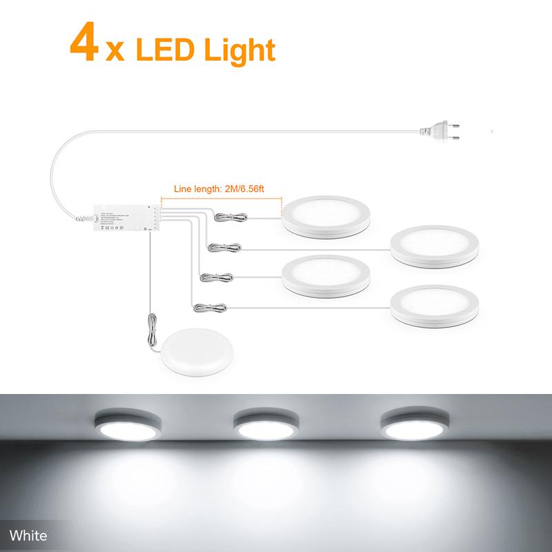 Ultradünne 5W LED Deckenpaneelleuchten Dimmbar Touchsensor Schrankleuchte für Schrank, Ausstellungsregal, Schrank