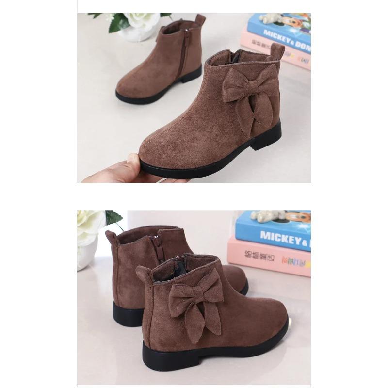 2025 Girls Fashion Boots Leather Sport Shoes For Girls Children Warm Boots Fashion Soft Bottom Princess Snow Boots Kids Sneakers