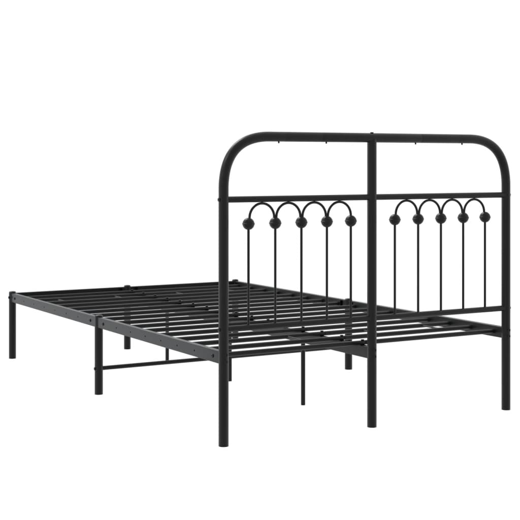 Metal Bed Frame with Headboard Black 120 x 190 cm
