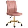 Office Chair 360 Degrees Swivel Armchair Ergonomic Height Adjustable Velvet Upholstery Pink and Gold