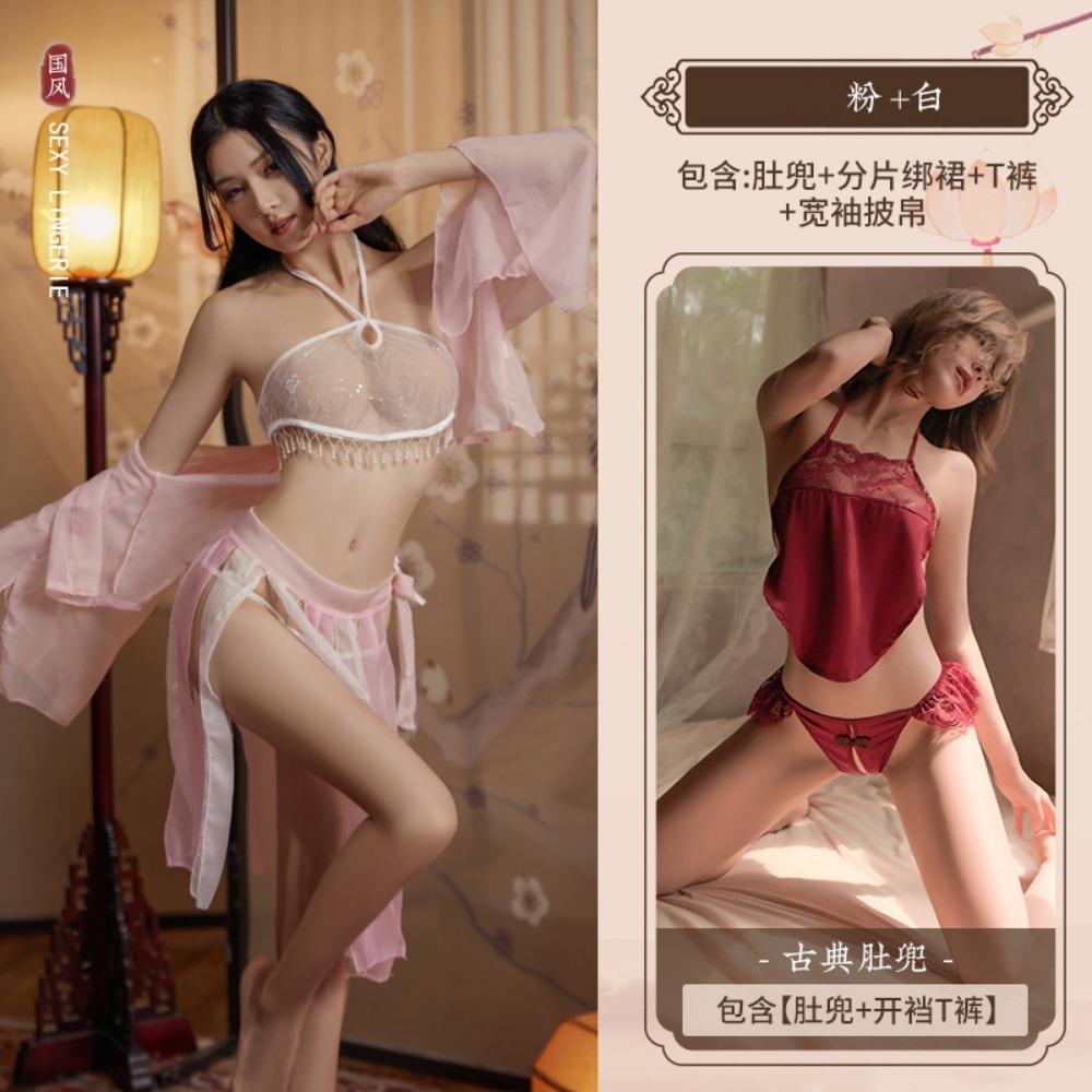 Sex Underwear Pure Desire Small Chest Clothing Temptation Perspective Pajamas Passion Sexy Antique Uniform Nightdress Set Wholesale