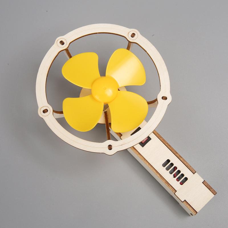 Handheld Fan 3D Wooden Puzzle Diy Physical Model Science Experiment Educational Toy Assembly Model Diy Decoration Gift