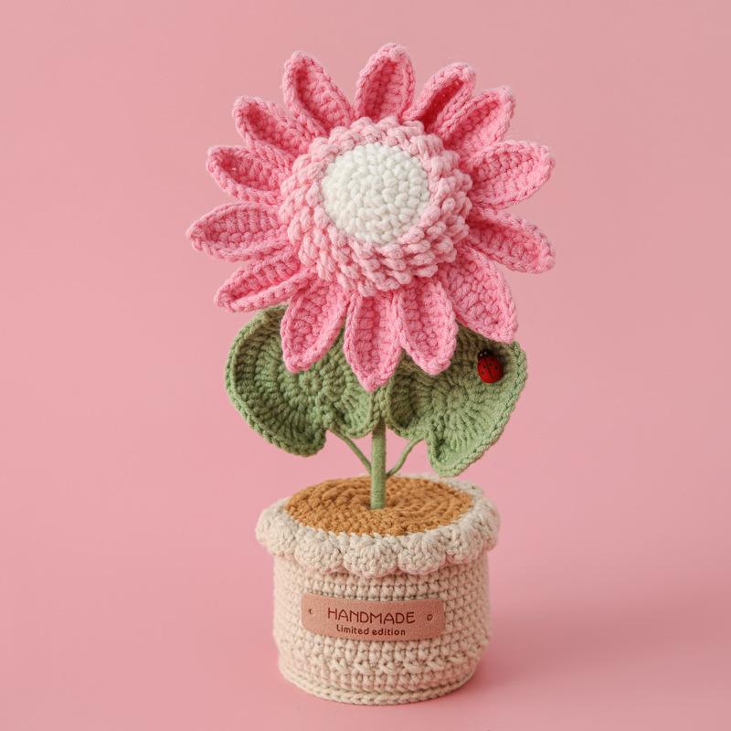 

Day Spring Festival Creative Hand woven Sunflower Gift for Girlfriend,Teacher,Handmade Fabric Sunflower Home Desktop Ornament,Perfect for Room Decor синій
