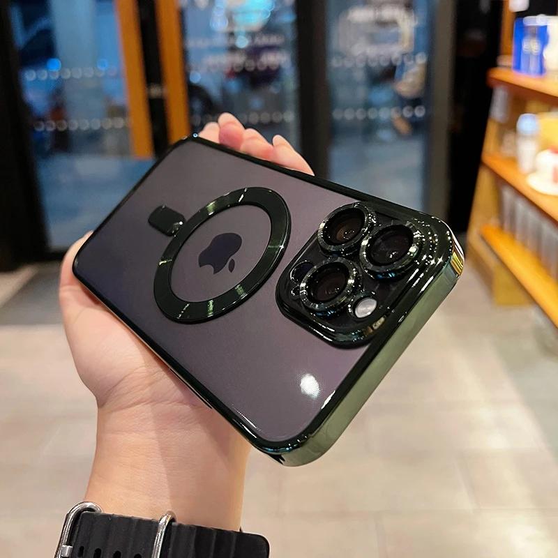 

Роскошный прозрачный чехол Magsafe с беспроводной зарядкой для iPhone 15 14 13 12 11 Pro Max Plus X Xs Max XR Магнитный силиконовый чехол For iPhone 13