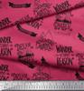 Soimoi Pink Japan Crepe Satin Fabric Dream Chaser Text Print Fabric by metre 42 Inch