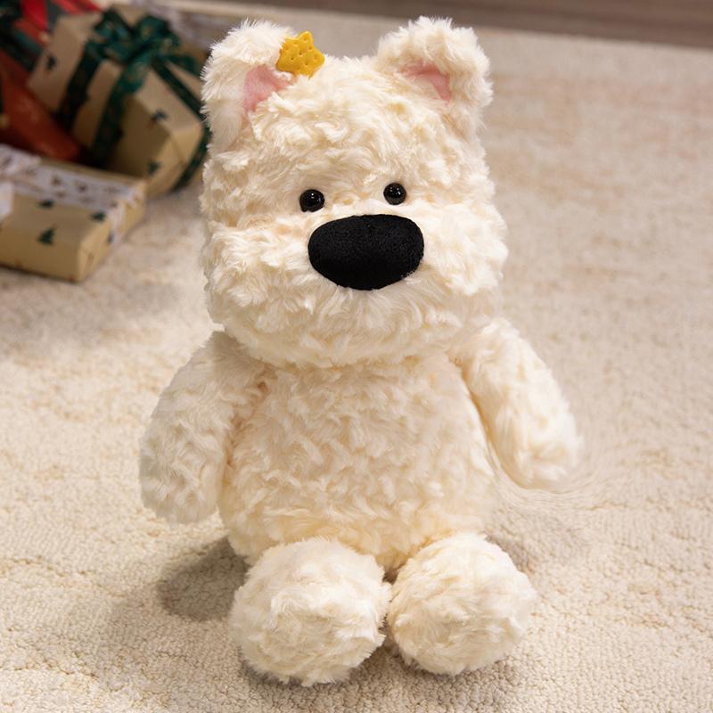 Non-Toxic Kawaii West Highland White Terrier Plush Toys Cute White Dog With Clothes Accessories Doll Funny Birthday Gift