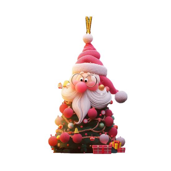 Ornament Moș Crăciun 2D Acrilic Desen Animat Moș Crăciun Ținând Cutie Cadou Ornament pentru Pom de Crăciun pentru Pom de Crăciun Decor de Casă de Sărbători