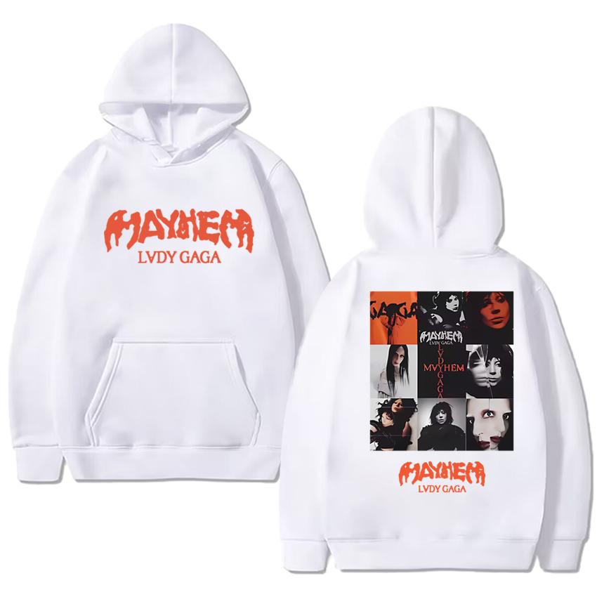 High Quality Lady Gaga 2025 New Album Mayhem Graphics Black Hoodie Unisex Vintage Casual Streetwear Men Women Fleece Sweatshirt