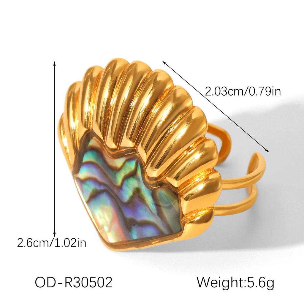 High-End Ocean Style Stainless Steel Ring & Earrings Set for Women - Non-Fading, Fashionable Jewelry