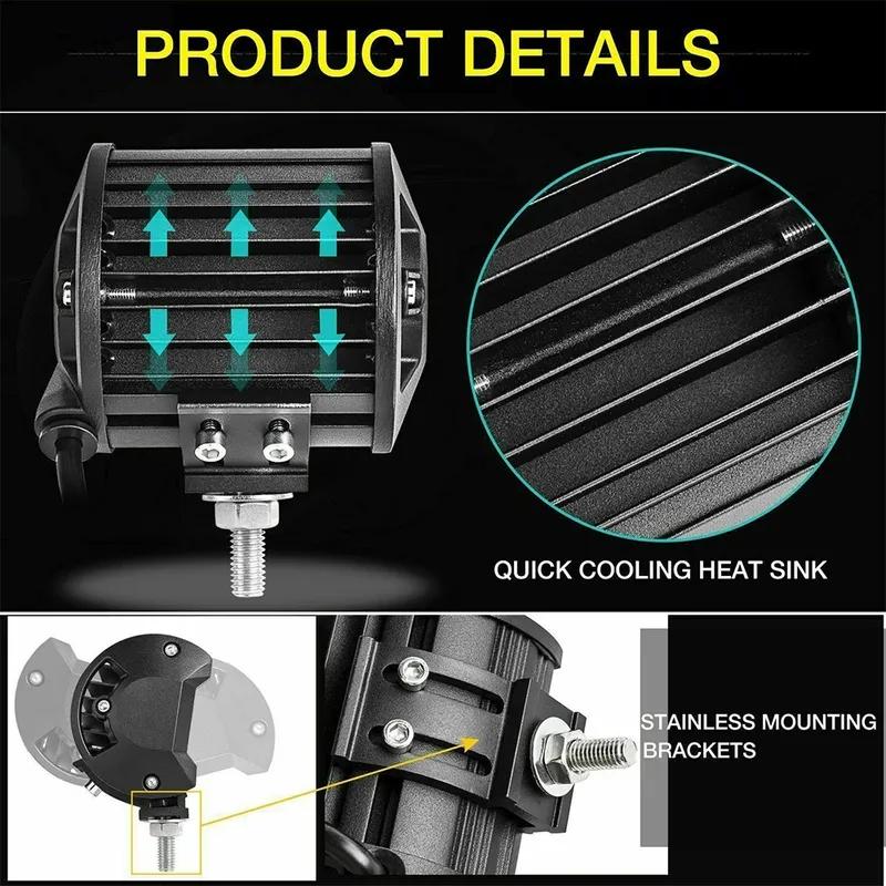 4 Inch 60W Work Light Spot Flood Offroad Car Lights Bar with Universal Trailer Tow Hitch Mount Bracket for Pickup Truck Van