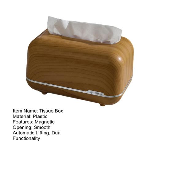 Tissue Box Magnetic Opening Closing Automatic Lifting Spring Smooth Paper Pull Tissue Container Classic Style Tissue Dispenser