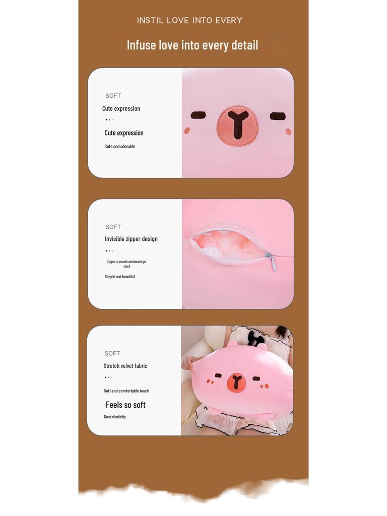 Capybara Pillow: Headboard Sofa Backrest & Waist Support – Ideal for Bed or Relaxing, Guinea Pig Design, Perfect Birthday Gift