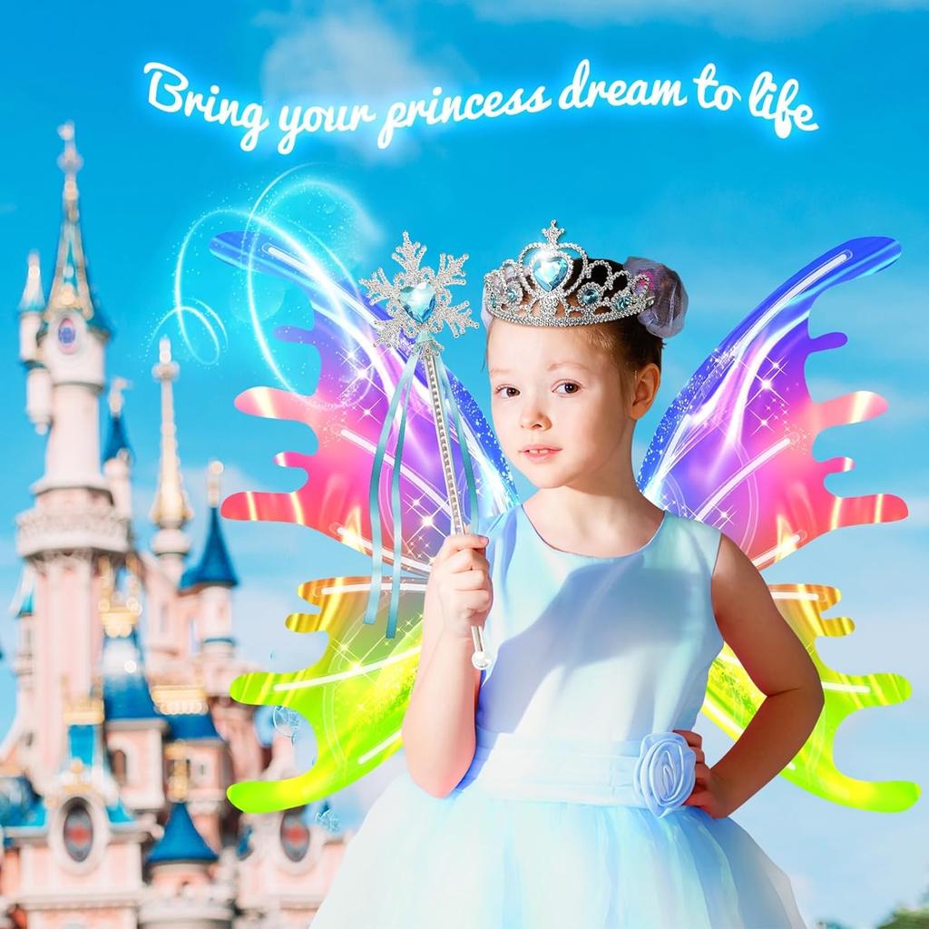Angel Elf Fairy Cosplay Princess Battery Electric Light Butterfly Wings that Move with Toys for Girls [Toileeu] Wings, Wings, Wings, Kids, Set, DIY,