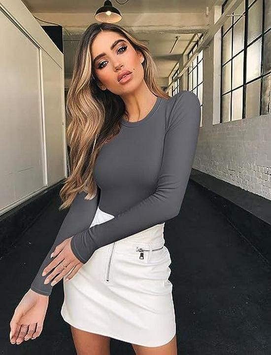 

Женская футболка с длинным рукавом и круглым вырезом, эластичный базовый слой - Коллекция Осень/Зима 2024 Medium темно-серого