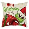 Grinch Linen Throw Pillowcase Holiday Sofa Office Cushion Pillowcase Green Furry Christmas Pillowcase