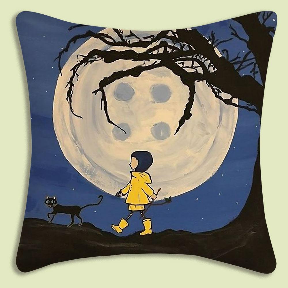 Animation Coraline Pillow Covers Cartoon Sofa Decorative Home Doublesided Printing Short Plush Cute Cushion Cover