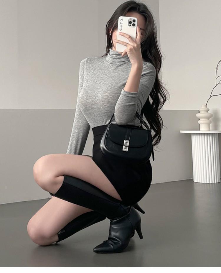 Korean Dongdaemun Cashmere Slim-Fit Turtleneck Top - Women's Autumn/Winter Versatile Long-Sleeve Base Layer